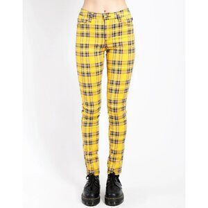 Tripp NYC Yellow & Black Plaid Skinny Pants Goth Punk Emo Grunge Metal Size 9/29